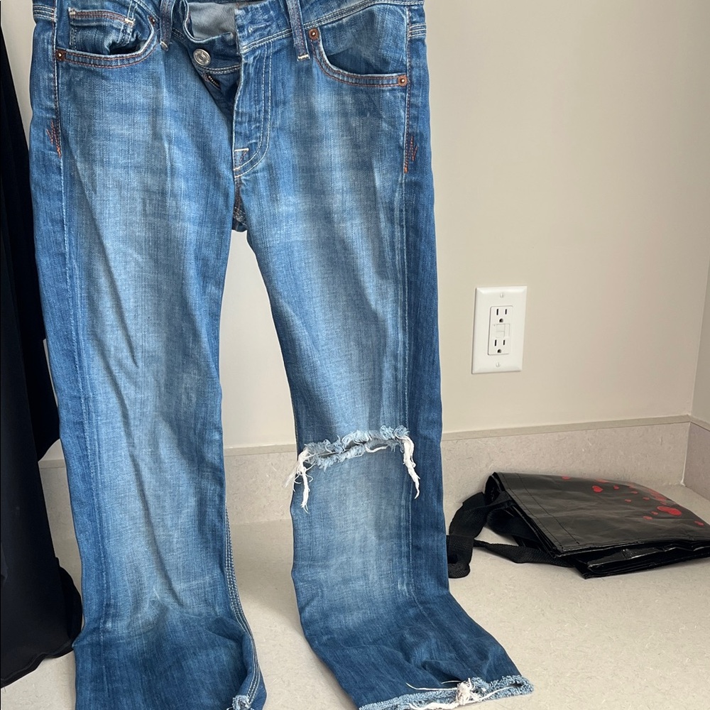 7 For All Mankind Indigo Denim with Orange Stitching